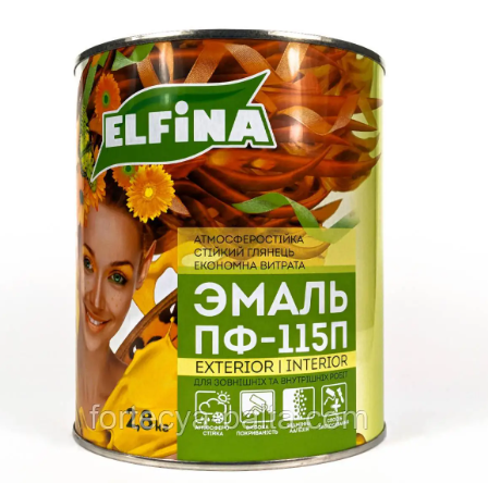 Емаль алкідна ELFINA ПФ-115, червоний, 2,8кг